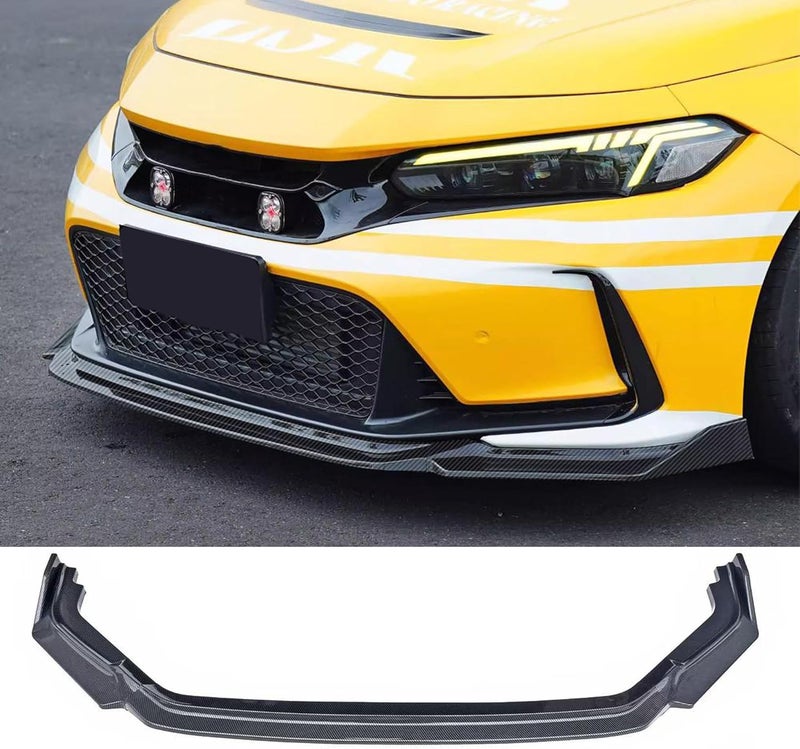 Sts.Ev01 Front Bumper Lip Splitter Spoiler Fit for Honda Civic Type R Type-R 2023 2024 2025, 3pcs Air Dam Chin Body Kit Underbody Lip Accessories (Carbon Fiber Style) - Image 1